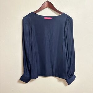 Lilly Pulitzer Women’s Maisel Navy Long Sleeve Blouse in Navy Size Small